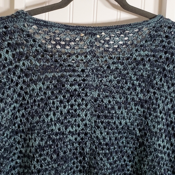 Umgee Crocheted Open Knit Sweater Tunic Blue & Green 1XL - Picture 11 of 15